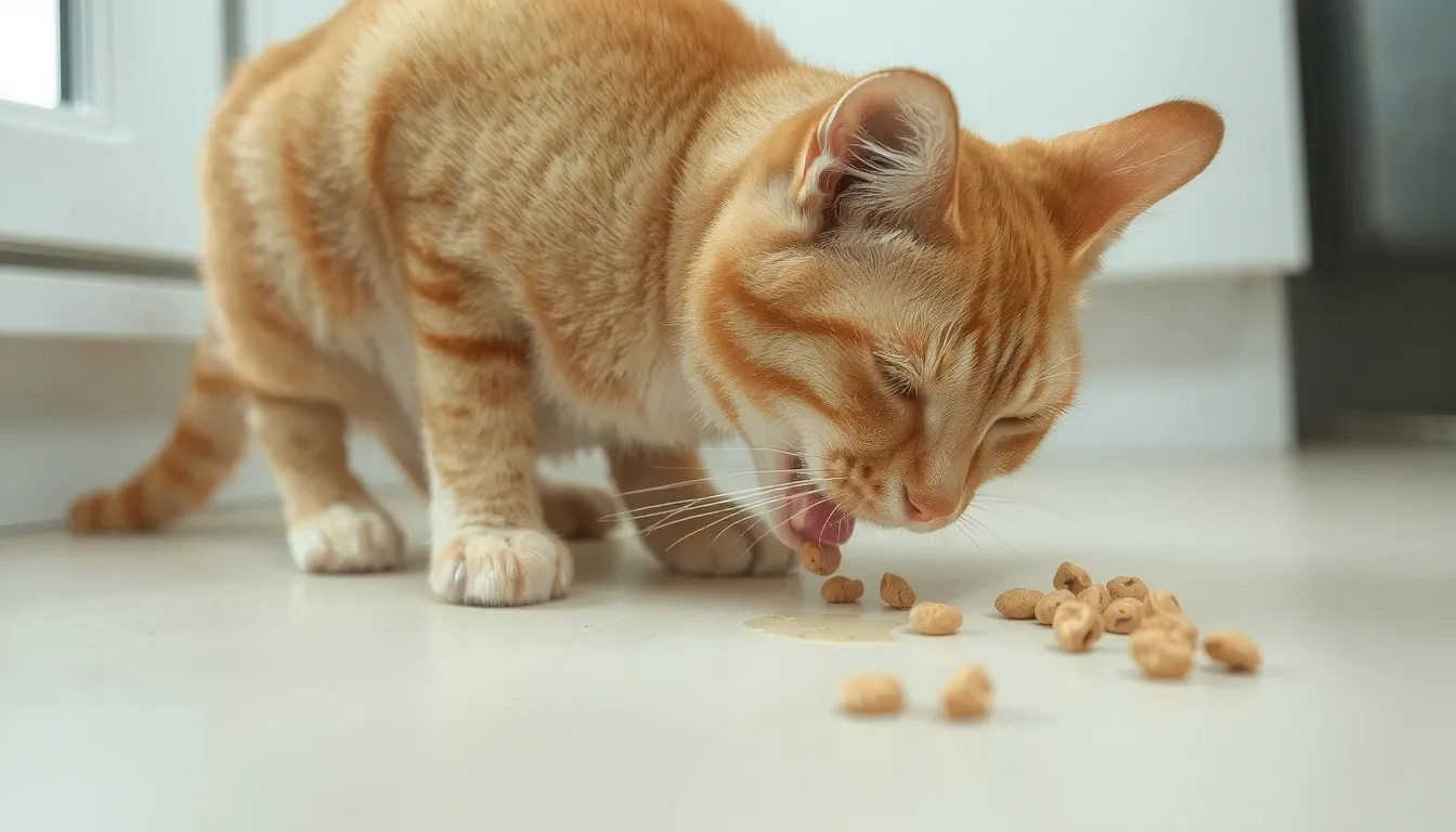 chat qui vomit ses croquettes