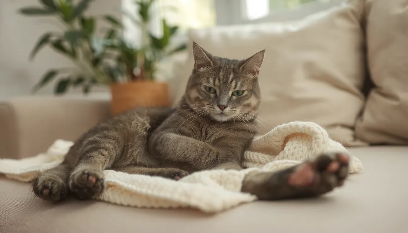 chat qui pétrit et ronronne